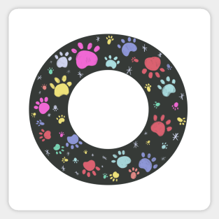 O letter with colorful paw print Sticker